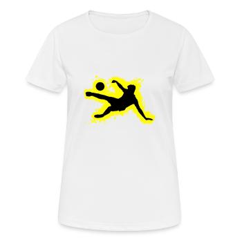 Sport Fuß Gelb und Schwarz Umriss - Frauen T-Shirt atmungsaktiv - Weiß - Vorne - AI Model Female 172 dark (172cm)