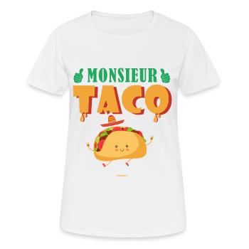 Monsieur Taco Humor Mexikanische mexikanische Küche - Frauen T-Shirt atmungsaktiv - Weiß - Vorne - AI Model Female 172 dark (172cm)