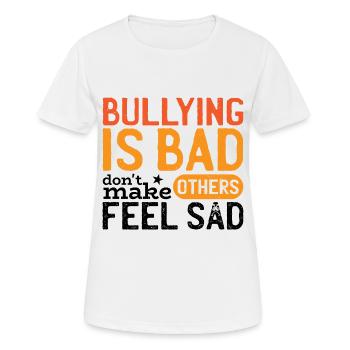 Mobbing ist schlimm - Frauen T-Shirt atmungsaktiv - Weiß - Vorne - AI Model Female 172 dark (172cm)