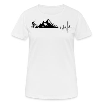 Herzschlag Berge Mountainbike MTB Fahrrad - Frauen T-Shirt atmungsaktiv - Weiß - Vorne - AI Model Female 172 dark (172cm)