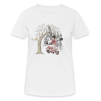 Mädchen mit Roller - Frauen T-Shirt atmungsaktiv - Weiß - Vorne - AI Model Female 172 dark (172cm)