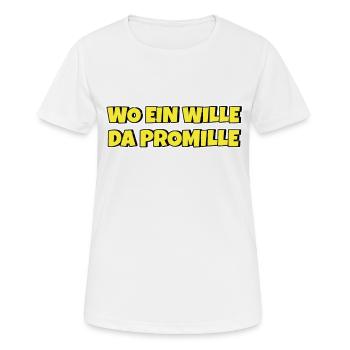 Lustiger Trinkspruch Wo ein Wille da Promille Bier - Frauen T-Shirt atmungsaktiv - Weiß - Vorne - AI Model Female 172 dark (172cm)