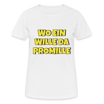 Lustiger Trinkspruch Wo ein Wille da Promille Bier - Frauen T-Shirt atmungsaktiv - Weiß - Vorne - AI Model Female 172 dark (172cm)