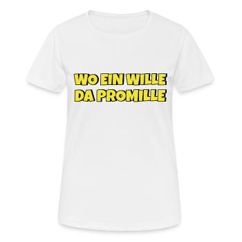 Lustiger Trinkspruch Wo ein Wille da Promille Bier - Frauen T-Shirt atmungsaktiv - Weiß - Vorne - AI Model Female 172 dark (172cm)