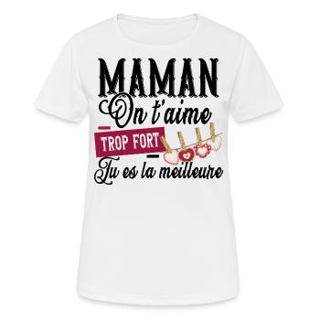Maman Mère On t'aime Cadeau Amour Famille Femme - T-shirt respirant Femme - blanc - Devant - AI Model Female 172 dark (172cm)