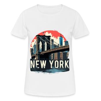 New York – Pont de Brooklyn et Skyline - T-shirt respirant Femme - blanc - Devant - AI Model Female 172 dark (172cm)