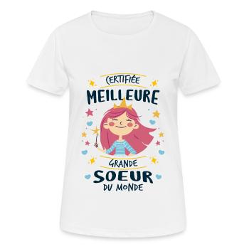 Certifiée Meilleure Grande Soeur du Monde - T-shirt respirant Femme - blanc - Devant - AI Model Female 172 dark (172cm)