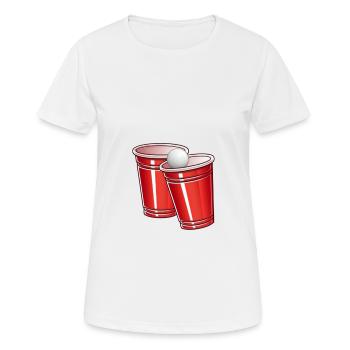 Beer Pong Becher - Frauen T-Shirt atmungsaktiv - Weiß - Vorne - AI Model Female 172 dark (172cm)