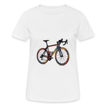 Road Bike Silhouette - Women's Breathable T-Shirt - white - Front - AI Model Female 172 dark (172cm)