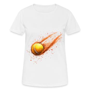 Tennis Ball Dust Ash Court Clay Court Tennis - Women's Breathable T-Shirt - white - Front - AI Model Female 172 dark (172cm)