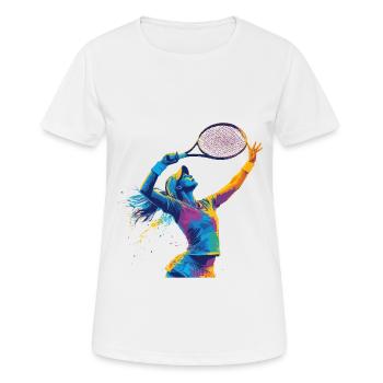 Tennisspielerin Aufschlag - Frauen T-Shirt atmungsaktiv - Weiß - Vorne - AI Model Female 172 dark (172cm)