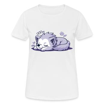 Schlafender Wolf - Aufkleber - Frauen T-Shirt atmungsaktiv - Weiß - Vorne - AI Model Female 172 dark (172cm)