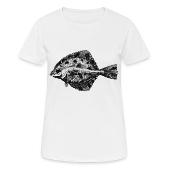 flunder-fisch-01 - Frauen T-Shirt atmungsaktiv - Weiß - Vorne - AI Model Female 172 dark (172cm)