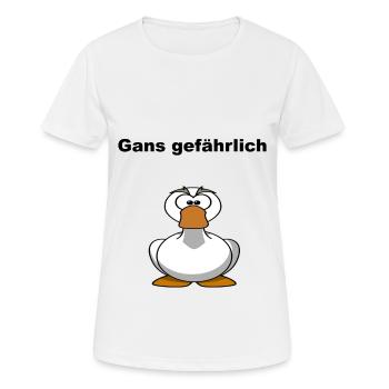 Gans gefährlich Tier Comic Wortspiel Geschenkidee - Frauen T-Shirt atmungsaktiv - Weiß - Vorne - AI Model Female 172 dark (172cm)