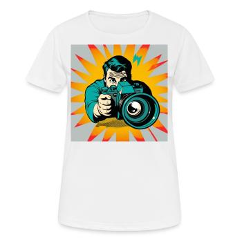 Photographe PopArt - T-shirt respirant Femme - blanc - Devant - AI Model Female 172 dark (172cm)
