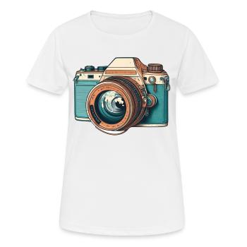 Retro-Kamera - Frauen T-Shirt atmungsaktiv - Weiß - Vorne - AI Model Female 172 dark (172cm)
