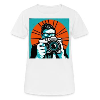 Photographe Pop Art - T-shirt respirant Femme - blanc - Devant - AI Model Female 172 dark (172cm)