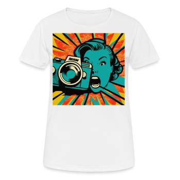 Photographe Pop Art Femme - T-shirt respirant Femme - blanc - Devant - AI Model Female 172 dark (172cm)