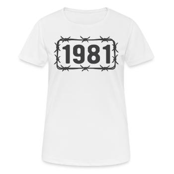 Geburtstag Jahrgang 1981 Stacheldraht - Frauen T-Shirt atmungsaktiv - Weiß - Vorne - AI Model Female 172 dark (172cm)