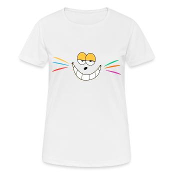 Katze Katzen Katzengesicht Schnurrhaare Grinsen - Frauen T-Shirt atmungsaktiv - Weiß - Vorne - AI Model Female 172 dark (172cm)