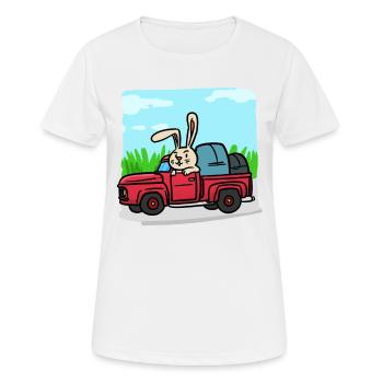 Bunny with the car on the trip - Women's Breathable T-Shirt - white - Front - AI Model Female 172 dark (172cm)