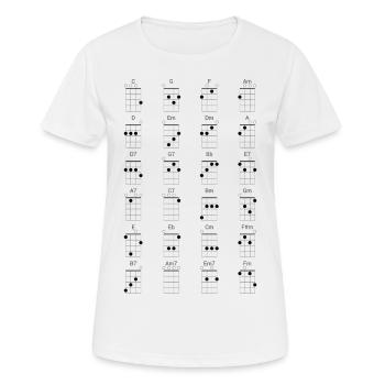 24 Frequently Used Ukulele Chords Reference Diagram - Women's Breathable T-Shirt - white - Front - AI Model Female 172 dark (172cm)