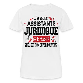 Assistante Juridique Juriste Super Pouvoir Cadeau - T-shirt respirant Femme - blanc - Devant - AI Model Female 172 dark (172cm)