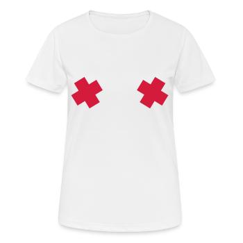 Brüste - Frauen T-Shirt atmungsaktiv - Weiß - Vorne - AI Model Female 172 dark (172cm)