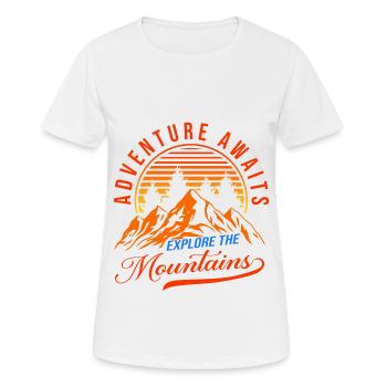 Adventure Awaits Explore The Mountains Hiking Trek - Frauen T-Shirt atmungsaktiv - Weiß - Vorne - AI Model Female 172 dark (172cm)
