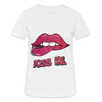 Lippen Kuss Mund Geschenk Piercing Liebe Valentin - Frauen T-Shirt atmungsaktiv - Weiß - Vorne - AI Model Female 172 dark (172cm)