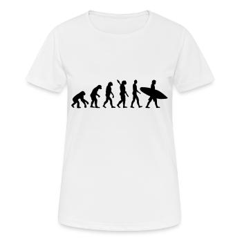 Evolution Surfen - Frauen T-Shirt atmungsaktiv - Weiß - Vorne - AI Model Female 172 dark (172cm)