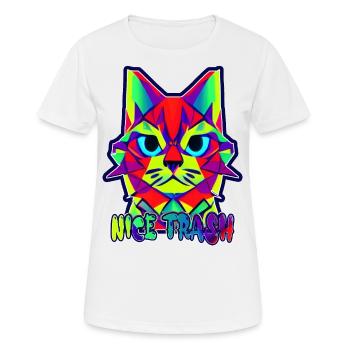 NICEmadcatTRASH - Frauen T-Shirt atmungsaktiv - Weiß - Vorne - AI Model Female 172 dark (172cm)