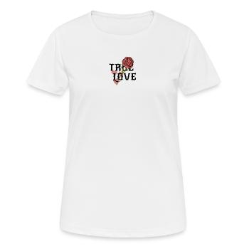 Wahre Liebe, blühendes Gefühl, Herz und Rose - Frauen T-Shirt atmungsaktiv - Weiß - Vorne - AI Model Female 172 dark (172cm)