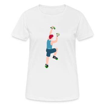 Klettern, bouldern, Sportklettern, Kletterwand - Frauen T-Shirt atmungsaktiv - Weiß - Vorne - AI Model Female 172 dark (172cm)