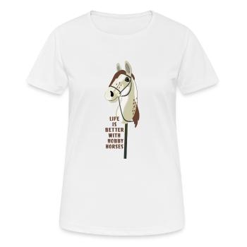 Steckenpferd - realistisches Steckenpferd - geschecktes Pferd - Frauen T-Shirt atmungsaktiv - Weiß - Vorne - AI Model Female 172 dark (172cm)