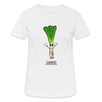 Lauch des Monats - Mitarbeiter des Monats - Frauen T-Shirt atmungsaktiv - Weiß - Vorne - AI Model Female 172 dark (172cm)