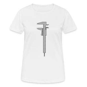 Messschieber - Frauen T-Shirt atmungsaktiv - Weiß - Vorne - AI Model Female 172 dark (172cm)