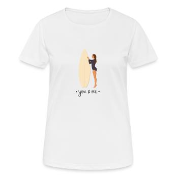 Surfbrett and me - Frauen T-Shirt atmungsaktiv - Weiß - Vorne - AI Model Female 172 dark (172cm)