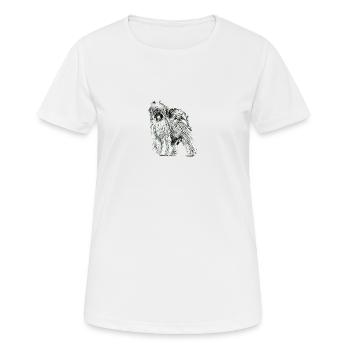 Tibet Terrier schwarz/weiss - Frauen T-Shirt atmungsaktiv - Weiß - Vorne - AI Model Female 172 dark (172cm)