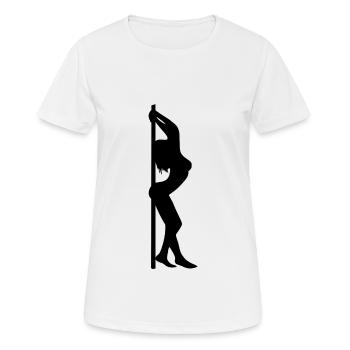 Poledance Pose an der Stange - Frauen T-Shirt atmungsaktiv - Weiß - Vorne - AI Model Female 172 dark (172cm)