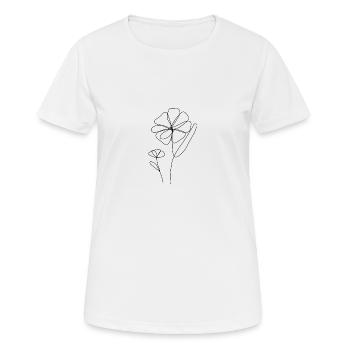 zwei one line Blumen - Frauen T-Shirt atmungsaktiv - Weiß - Vorne - AI Model Female 172 dark (172cm)