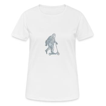 Bigfoot Sasquatch Sur Scooter Drôle Bigfoot Sasquat - T-shirt respirant Femme - blanc - Devant - AI Model Female 172 dark (172cm)