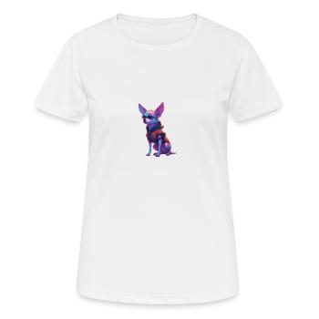 PulsePup // Chien Cyberpunk - T-shirt respirant Femme - blanc - Devant - AI Model Female 172 dark (172cm)