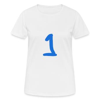 1. 1 AN. 1er ANNIVERSAIRE. ANNIVERSAIRE 1 AN - T-shirt respirant Femme - blanc - Devant - AI Model Female 172 dark (172cm)