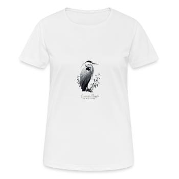 heron cendre les landes d'apigné coeur de breizh - T-shirt respirant Femme - blanc - Devant - AI Model Female 172 dark (172cm)