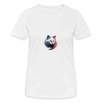 Chat blanc contraste chaleur froide - T-shirt respirant Femme - blanc - Devant - AI Model Female 172 dark (172cm)