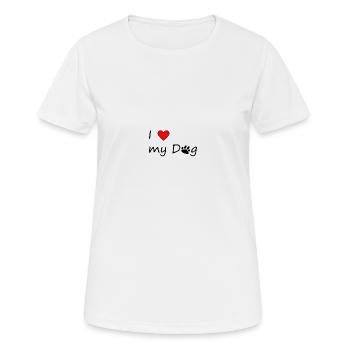 J’aime mon chien - T-shirt respirant Femme - blanc - Devant - AI Model Female 172 dark (172cm)