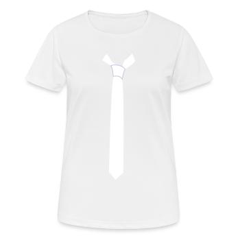 Tie feine rechts - Frauen T-Shirt atmungsaktiv - Weiß - Vorne - AI Model Female 172 dark (172cm)