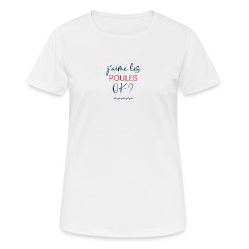 J'aime les poules OK Idée Cadeau Femme - T-shirt respirant Femme - blanc - Devant - AI Model Female 172 dark (172cm)