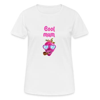 maman cool, pipe, fraise, pop-art, rose, lunettes de soleil - T-shirt respirant Femme - blanc - Devant - AI Model Female 172 dark (172cm)